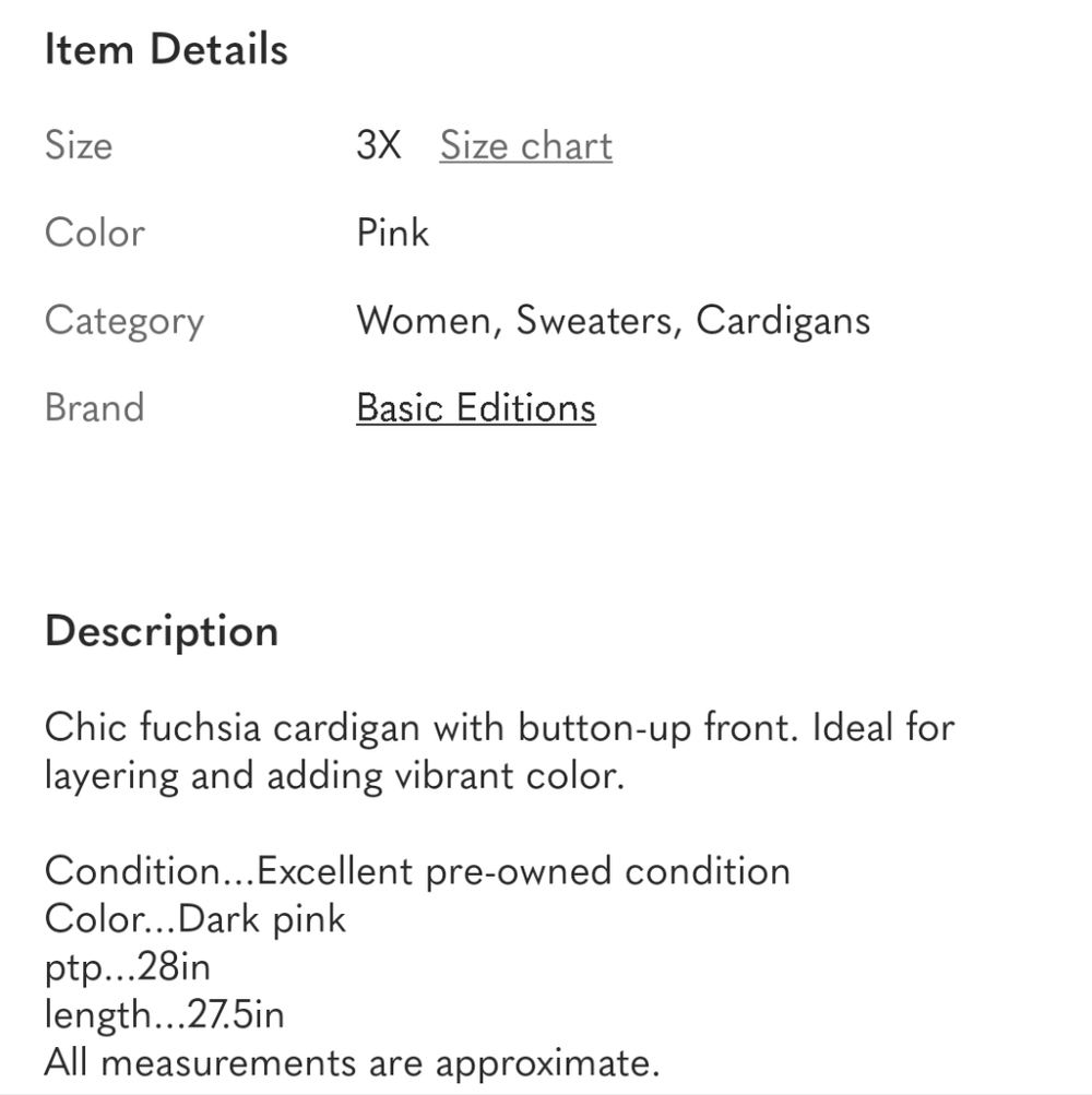 E6🔹️❤️Basic Editions Fuchsia Button-Up Cardigan - Picture 4 of 4